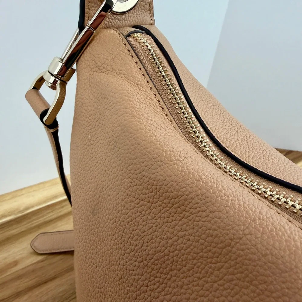Kate Spade New York Rosie Beige Pebbled Leather Crossbody Bag Gold Tone Hardware